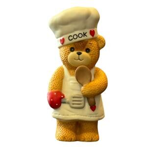 Vintage 1981 Enesco Lucy and Me Teddy Bear Chef, Cook Figurine, Porcelain